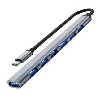 7 port USB hub USB-C na 6xUSB2.0 + 1xUSB3.0