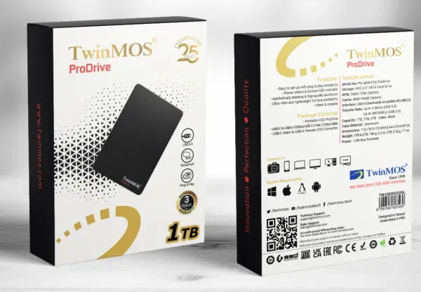 HDD E2.5" TwinMOS 1TB USB3.0 TM1000GPD Glavna slika