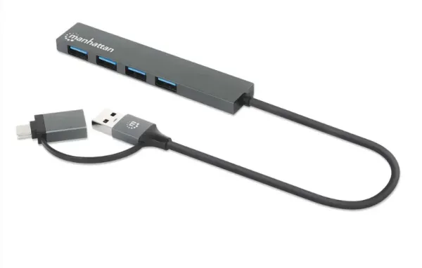 USB-C/USB-A HUB 4port Manhattan 181006 4xUSB-A 3.2/5Gbps/Crni Glavna slika