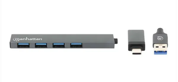 USB-C/USB-A HUB 4port Manhattan 181006 4xUSB-A 3.2/5Gbps/Crni Slika 3