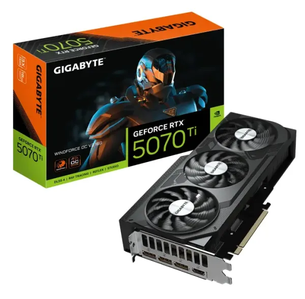 SVGA Gigabyte RTX 5070-Ti WINDFORCE 3 OC SFF 16GB, GV-N507TWF3OCV2-16GD Glavna slika