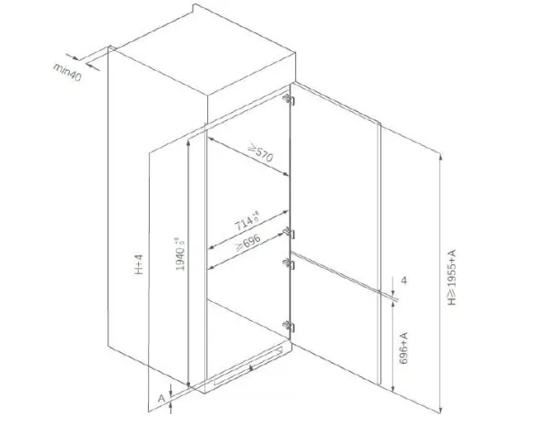 Kombinovani frižider HEINNER HCNF-BIM403INVD/No Frost/inverter/ugradni/69x195,3 Slika 3