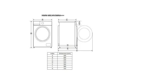 Mašina za pranje veša HWM-M814IVSMNA+++8kg/1400obrt/inverter Slika 2