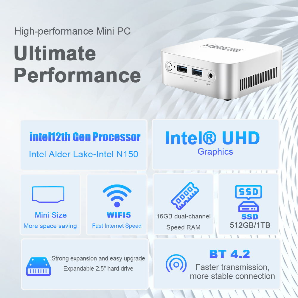 Mini računar MAGCUBIC Intel N150, RAM 8GB, SSD m.2 512GB, Windows 11 Pro Slika 2