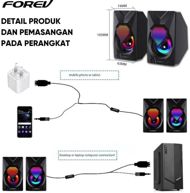 Forev FV-209 zvucnici RGB svetlo 6W Slika 3