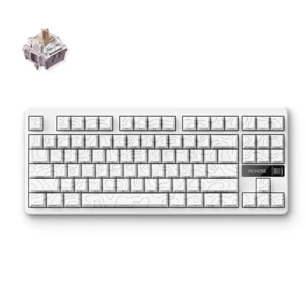 Bežična gaming tastatura MCHOSE G87 Mehanička white topographic Glavna slika