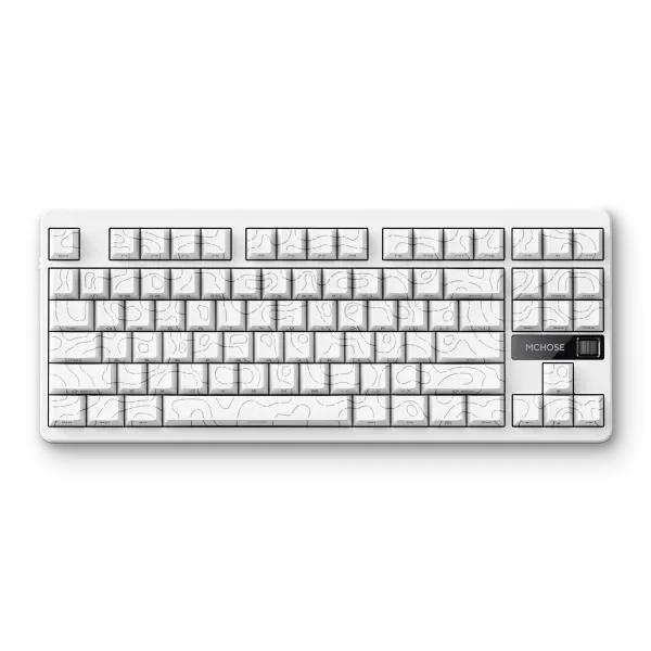 Bežična gaming tastatura MCHOSE G87 Mehanička white topographic Slika 2