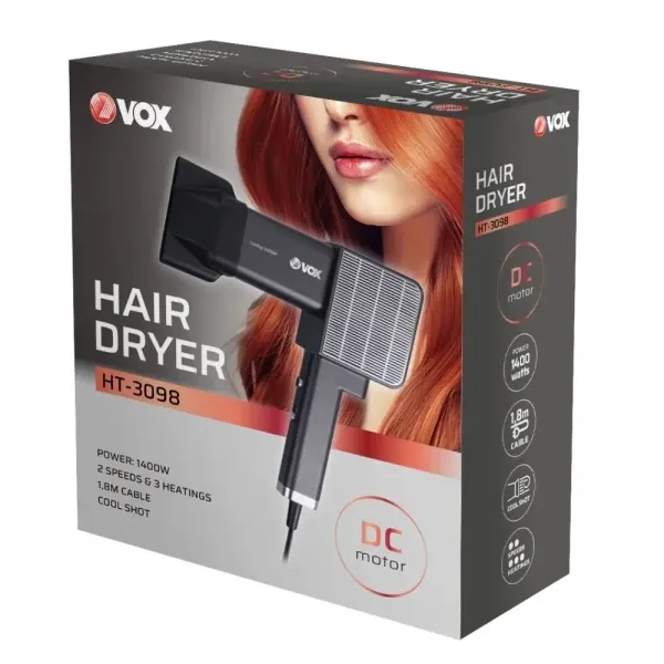 Fen za kosu Vox HT3098/1400W/crna Slika 2