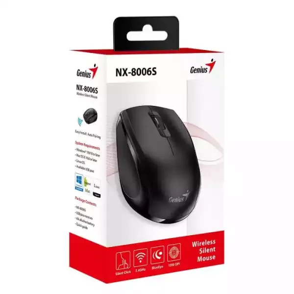 Bežični miš Genius NX-8006S 1200dpi, crni - optički Slika 2