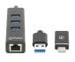 USB HUB 3port Manhattan 180894 USB-A/C 3xUSB 3.2 5Gbps/1xGLAN 5Gbps/sivi Slika 3