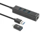 USB HUB 3port Manhattan 180894 USB-A/C 3xUSB 3.2 5Gbps/1xGLAN 5Gbps/sivi Slika 2