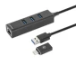 USB HUB 3port Manhattan 180894 USB-A/C 3xUSB 3.2 5Gbps/1xGLAN 5Gbps/sivi Glavna slika